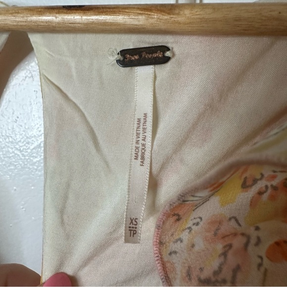 FREE PEOPLE Mabel Floral Print Yellow Orange Ruched Long Sleeve Top Bohemian XS - Picture 6 of 12